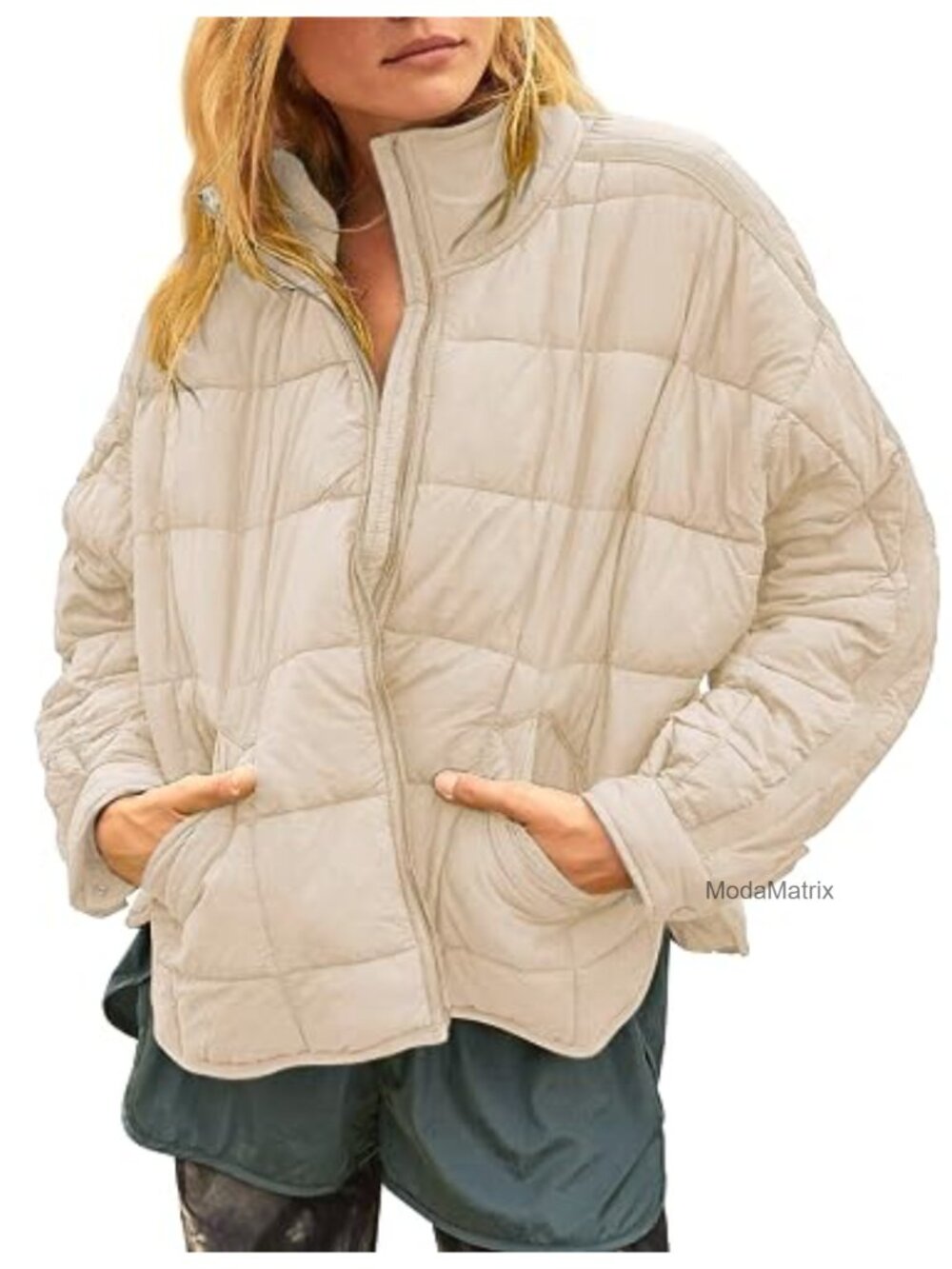 Quilted Lightweight Puffer Jacket Zip Up Winter Coat with Pockets